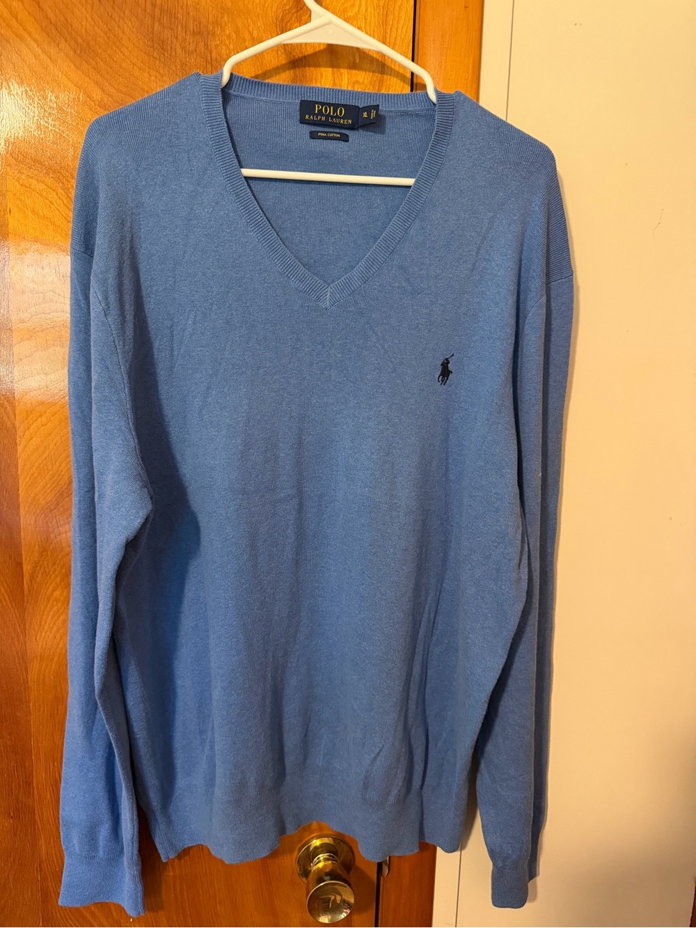 Polo by Ralph Lauren Men's Sky Blue V-Neck Sweater